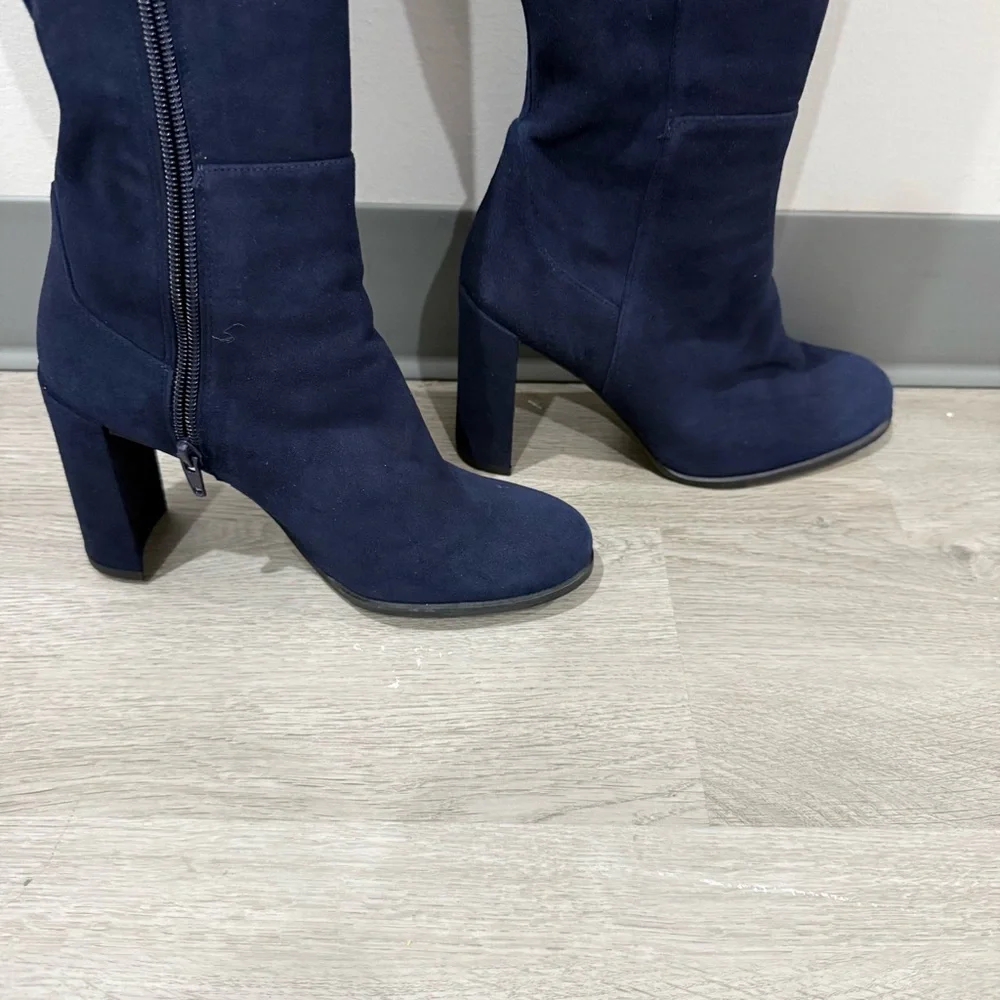 Stuart Weitzman Boots AllJack Over The Knee in Blue Suede